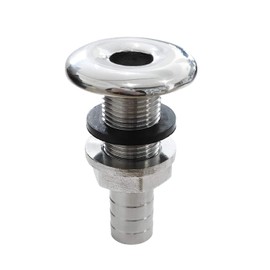 NRC&XRC Marine Grade Stainless Steel Barbed Short Straight 3/8" ID Thru-Hull with Nut&Custom Gasket for Boat