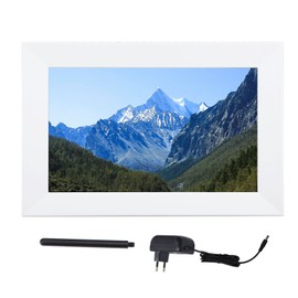 10.1 Inch Digital Picture Frame 1280x800P HD IPS Touch Screen Auto Rotate Wall Mounted WiFi Electronic Photo Frame with 1+16GB Memory EU Plug White