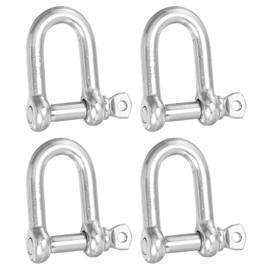 PATIKIL Screw Pin Shackle M8 5/16" 882lbs, 4 Pack 316 Stainless Steel D Ring Shackle for Chains Wire Rope Outdoor, Silver
