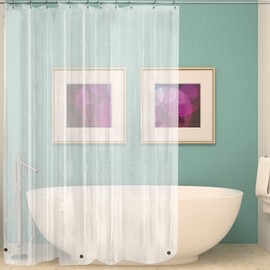 Thick Shower Curtain 180x180cm Waterproof Bath Curtain with 12 Hooks Soft Shower Curtain Liner Hotel Quality Shower Liner Mildew-Proof Shower Curtain Liner Bathroom Shower Partition Curtain (Clear)