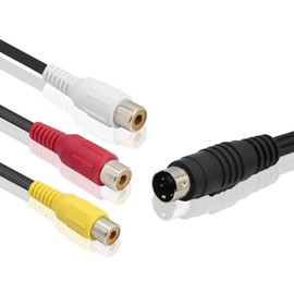 GELRHONR S-Video 11" 4 Pin to RCA Cable to Connect All Laptops with 4 Pin S-Video Sockets to TV/Projector