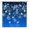 ASVEAS Merry Christmas Shower Curtain Blue Silver Xmas Balls Winter