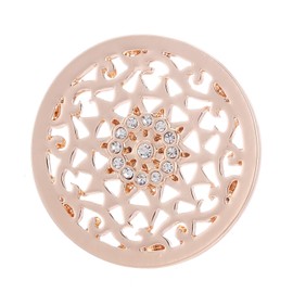 Morella women's rose gold necklace, 70 cm, stainless steel with amulet and coin, 33 mm, in jewellery bag., Stainless Steel