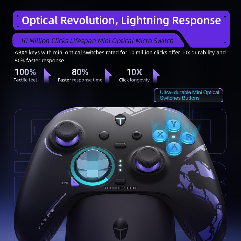 Thunderobot G80 PC Gaming Controller for NS/PC/iOS/Android, Adjustable Hall Joystick,