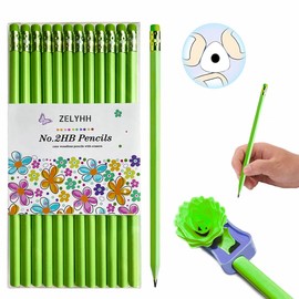 ZELYHH Funny Triangle Pencils #2 Green HB Triangular Pencils with Erasers - 12 Pack for Kids Birthday & School