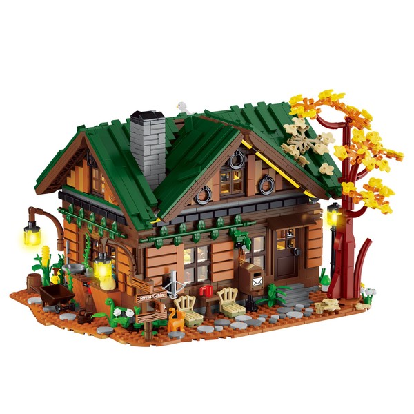 NUTCRACKER Medieval Forest Cabin Building Set with LED Light, Retro