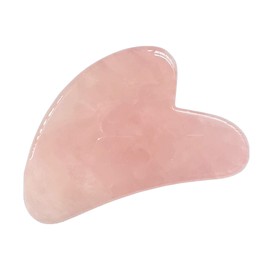 Bacatgem Natural Rose Quartz Scraping Facial Massage Tools, Crystal Jade Guasha Stone Board for SPA Acupuncture Therapy Trigger Point Treatment