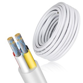 22 Gauge 4 Conductor Electrical Wire, 32.8 FT Low Voltage 22/4 Tinned Copper Stranded 4 Wire Cable, 22 AWG White Flexible Extension Power Cord for Automotive, LED Lamp, Outdoor Landscape Lighting Etc