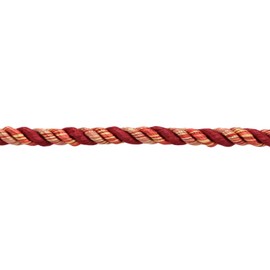 3/8" (1cm) Decorative Twisted 3-ply Rope Cord Trim (Style# 0038NLMLT), Cajun Red Multicolor #PR15 (Crimson Red, Light Beige, Light Gold) Sold by The Yard (36"/3 ft/0.9m)