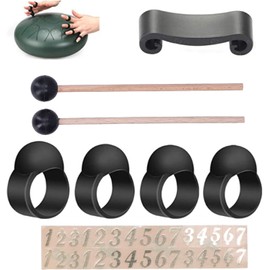 Glomora 8-Piece Drumstick Finger Sleeves Kit, Drumstick Accessory Set with Mallets, Finger Picks, Sleeves, Notes, Stickers for Hand Frame, Shaman Drums for Handpan Percussion Instrument