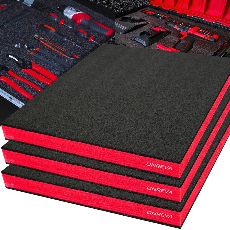ONREVA Tool Box Foam 22x18x1.5 inch 3Pack, Foam Inserts for