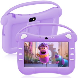ascrecem Children's Tablet 7 Inch Androrid Tablet for Children with WiFi Child Lock Dual Camera Childproof Case 2GB RAM 32GB ROM 128GB Expandable Children's Tablet from 3 Years 12 Girls Boys (Purple)