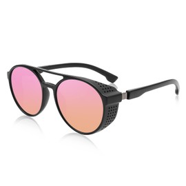 FEISEDY Classic Steampunk Sunglasses for Men Women Retro Round Gothic Shades Eyewear UV400 Protection B2957