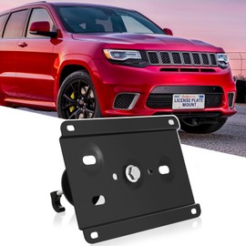 JIAHCN Front Bumper License Plate Mount Kit Compatible with 2008-up Challenger, 2011-up Charger, 2011-up Durango, 2011-up Grand Cherokee No Drill Front Grille License Plate Bracket Holder Accessories