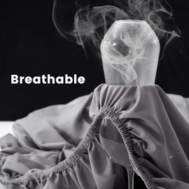 Sonive Fitted Sheet Breathable Bed Sheets 100% Polyester, 30cm Large Pocket,Easy Fit, Machine Washable, Non Slip, for Adults and Elderly, light gray,180x200cm