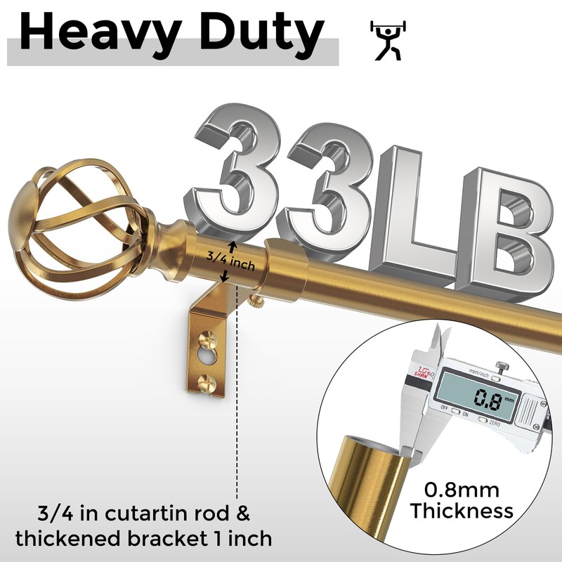VOIIY Curtain Rods for Windows 18 to 42 Inch(1.5-3.5 Feet),3/4"