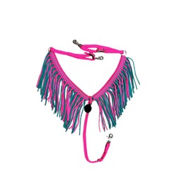 fringe breast collar paracord horse tack pink and green turquoise