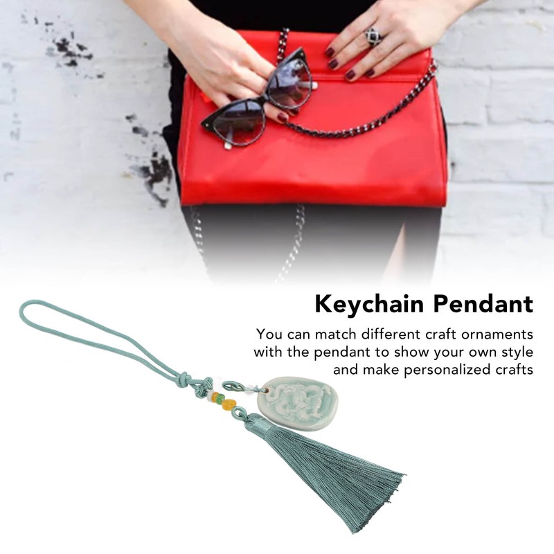 Tassel Pendant Chinese Zodiac Pattern DIY Porcelain Beads Light Weight