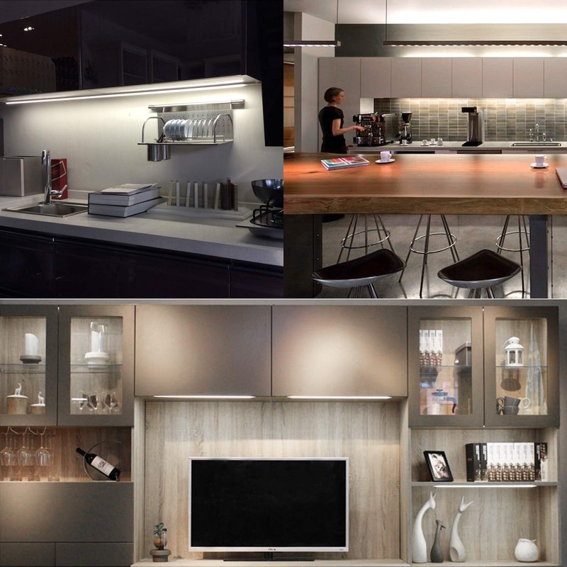 LED Under Counter Light Fixtures, 6pcs Hardwired Cabinet Strip Lighting