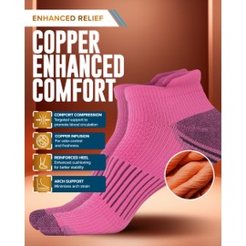 Doctor's Select Copper Ankle Compression Socks for Women and Men - 4 Pairs | Compression Ankle Socks for Women | Arch Support Socks | Ankle Compression Socks for Men L|Blu, Light Blue, Purple, Pink