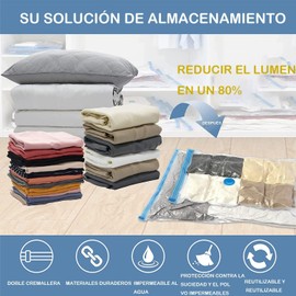 Bolsas de Almacenamiento Vacío,Reutilizables Bolsas de Compresió con Bomba Manual Gratis para Viajes,Ahorra 80% de Espacio,Premium Vacuum Storage Bags para Ropa,Edredones,Mantas,Almohadas,Bolsos