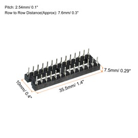 sourcing map DIP IC Chip Socket Adapter Flat Pin 28P 2.54mm Pitch IC Socket for PCB Board Chip 6 Pack