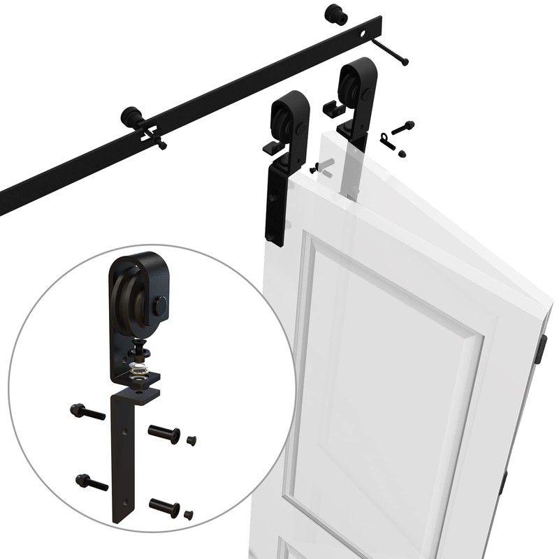 CCJH 6FT/72'' Bi-Folding Barn Door Hardware Sliding Track kit Heavy