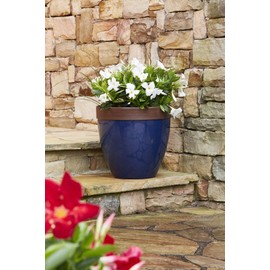 Southern Patio Hornsby Resin Outdoor Planter with Drainage Hole and Plug, Navy Blue