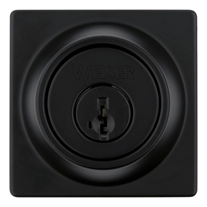 Weiser Elements Matte Black Square Deadbolt Lock, ANSI/BHMA Grade 3