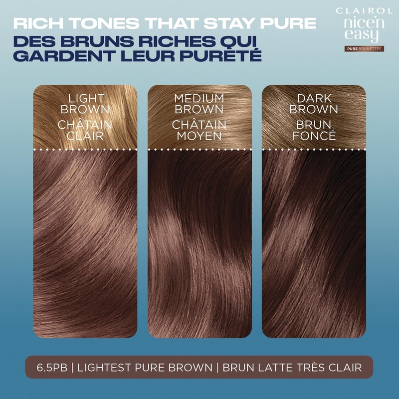 Clairol Nice'n Easy Pure Brunettes Permanent Hair Dye, 6PB Light
