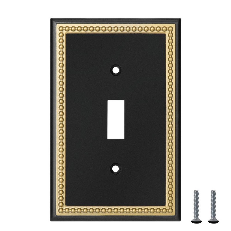 Pearled Frame Decorative Wall Plate Switch Plate Outlet Cover (Single