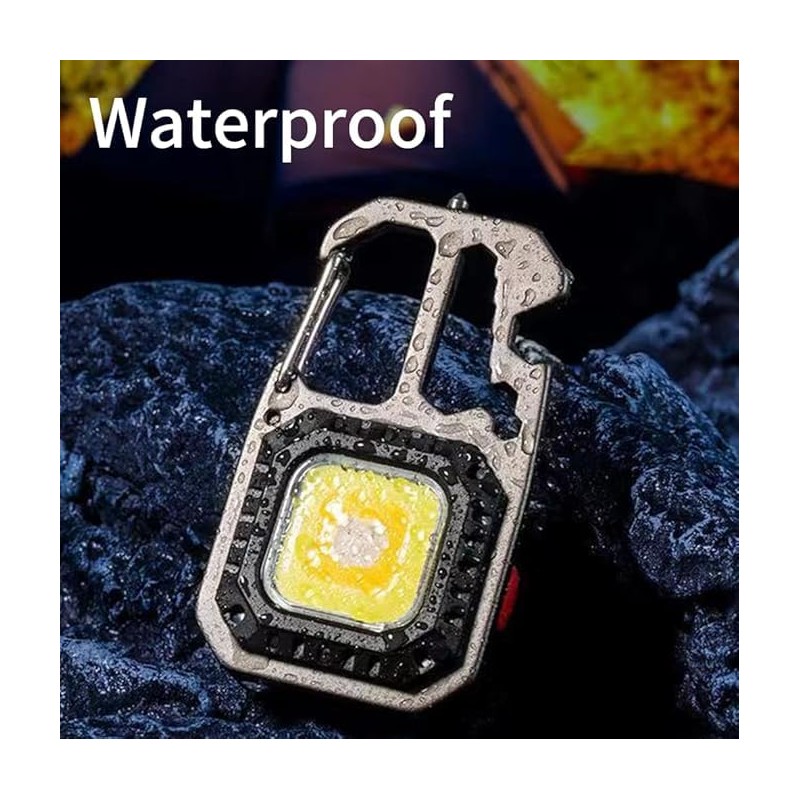 Cob Keychain Work Rechargeable Flashlight 6 Modes,4 in1 Screwdrivers 7in1