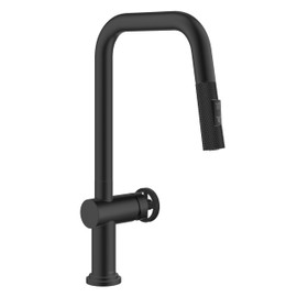 KRAUS Urbix Industrial Pull-Down Single Handle Kitchen Faucet in Matte Black, KPF-3126MB