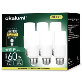 okalumi LED Bulb, E26 Base, T-Shape, 60W Equivalent, Daylight White, 1099lm, Compatible with Insulation Appliances, Omnidirectional Type Fluorescent Bulb, EFD25 / EFD15 Alternative Type, For Bathroom,