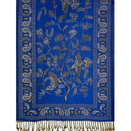 Achillea Reversible Festival Pashmina Rave Scarf Shawl Wrap (Royal Blue)