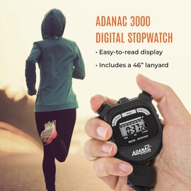 Marathon Adanac 3000 Digital Stopwatch Timer - Acrylic Lens Display for Easy Cleaning | Commercial Grade Waterproof Shock Resistant | Exercise Timer Interval Training - Neon Green