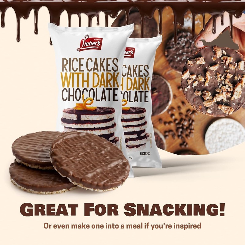 LIEBERS Dark Chocolate Rice Cakes, Pack Of 3 Kosher Certified