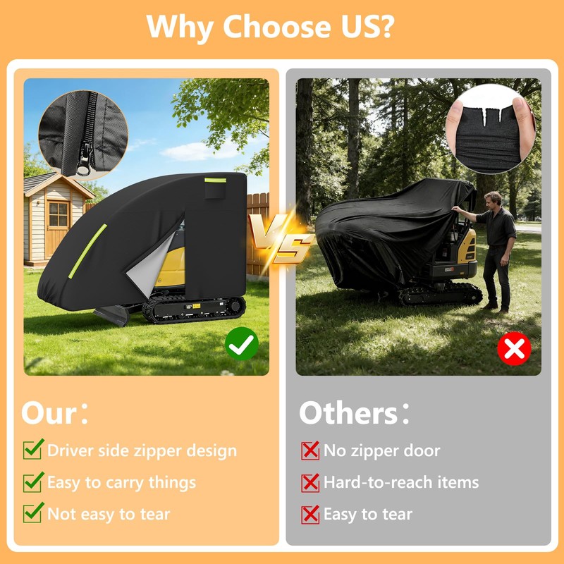 COSHNIBI Mini Excavator Cover,600D Waterproof Dust Protection Excavator Cover with