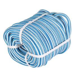 TINVHY 1/2Inch x 150FT Arborist Tree Rope, 16 Strand Braided Polyester Rope, High Strength Tree Rigging Rope for Halyard, Sailboat Weathered Line, Tree Work, Swings Rope, White & Blue
