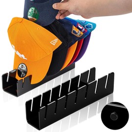 2 Piezas Organizador de Gorras,Soporte de Acrílico para Exhibir y Organizar gorras de Béisbol,Puede Contener 14 Gorras de Béisbol,Adecuado para Vestidores,Dormitorios,Armarios,etc (Negro)