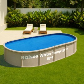 Sun2Solar Solar Pool Cover 16 Mil | 15 x 24 Ft Blue Solar Blanket | Oval Swimming Pool Cover | Water Conservation & Debris Protection