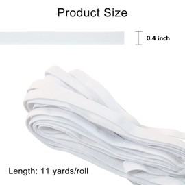 Elastic Bands for Sewing 0.4 Inch 11 Yards, White Elastic Spool Knit Elastic Spool High Elasticity for Waistband Pants Dress Swimwear Belt or Crafts DIY (White-0.4 in * 11 Yard)