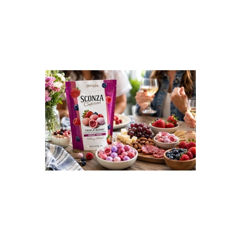 Sconza Triple Berry Freeze-Dried Berries Covered in Yogurt Flavored Crème,