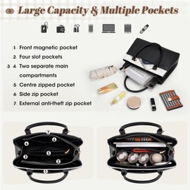 RAINSMORE Handbag Women's Medium Size Bag Women's Leather Women's Handbags Small Shoulder Bags Waterproof Shoulder Bag Handbag for Women, Black and White