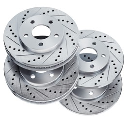 For 2011-2015 Honda CR-Z PowerSport Front Rear Silver Zinc Cross Drilled Slotted Brake Rotors