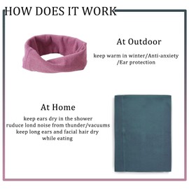 Dog Warm Neck & Quiet Ear Covers for Ear Protection, Calming Ear Muffs for Dogs/Cats - Hood for Anxiety Relief/Calming/Warm/ (2Pack Blue &Purple M)