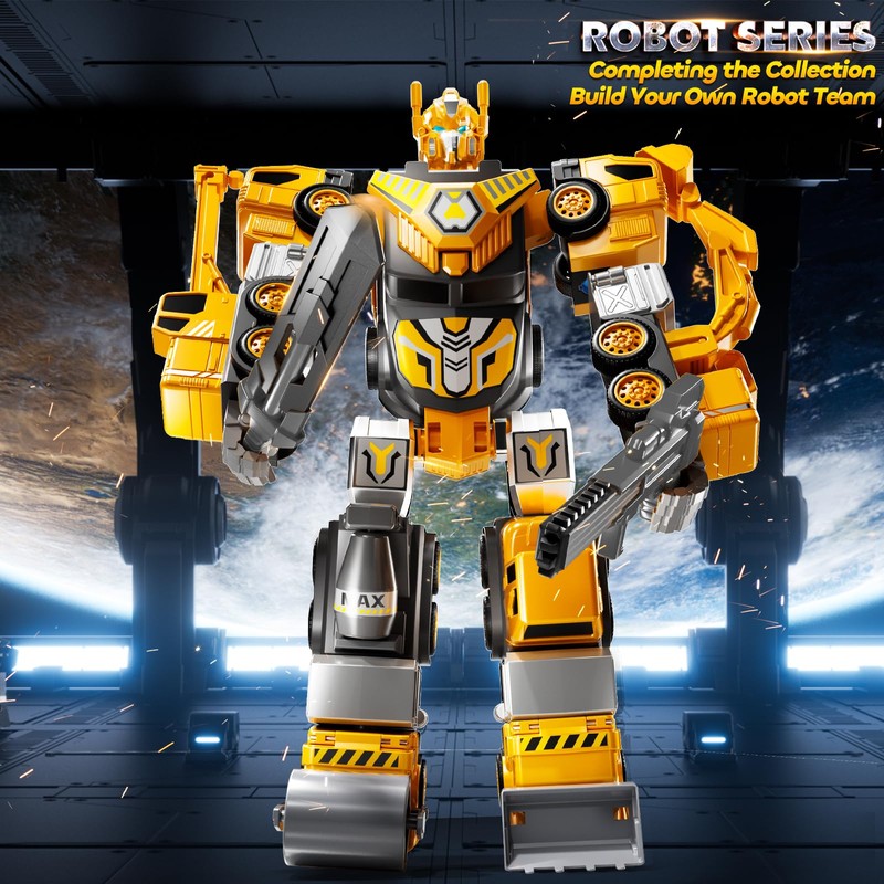 JUKUDAHU 5-in-1 Robot Toys Cars for Kids 3-5, Magnetism Transforming