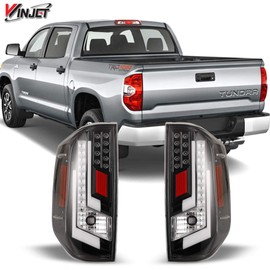 Winjet Off Road Series for [2014 2015 2016 2017 2018 2019 2020 Toyota Tundra] DRL LED Tail lights, Glossy Black/Clear (WJ20-0377-16)