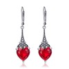 Red Heart Crystal Earrings 925 Sterling Silver Vintage Leverback Drop