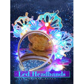 EARENT Light up Starfish Headbands Led Seashell Hair band Glow Mermaid Beach Costume Hair Accessories for Women